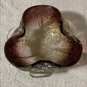 Art Glass Dish Purple With Silver & Gold Colour Flecks